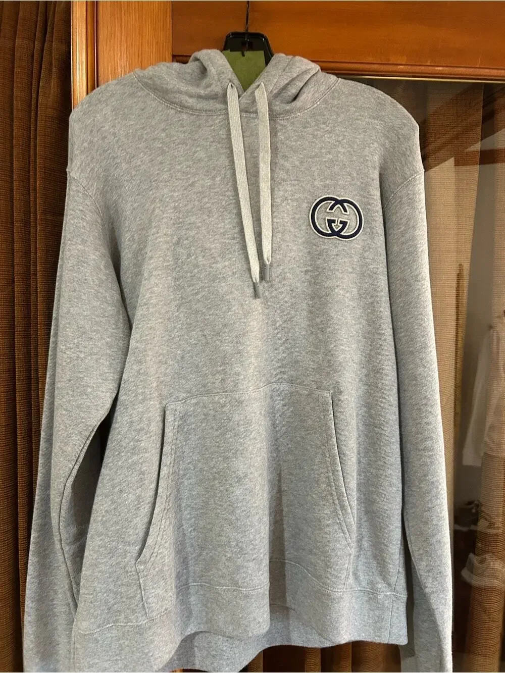 Men's Gucci embroidered interlocking, G jersey, cotton hoodie, size medium